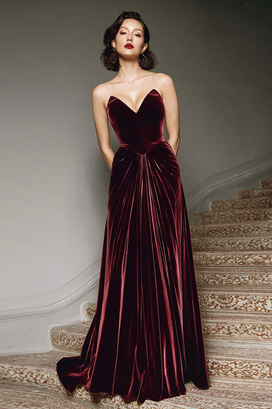 Raphaelle Velvet Maxi Dress - Burgundy