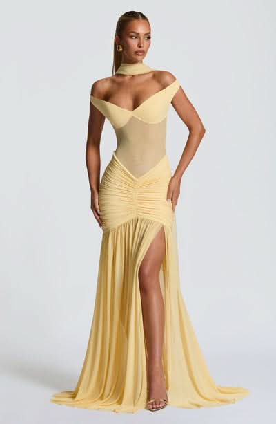 Women's Cocktail Off Shoulder Ruched Maxi Dress With Slit - product image 3