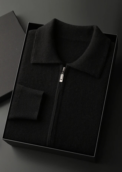 Reid Zip-Up Cardigan - Black