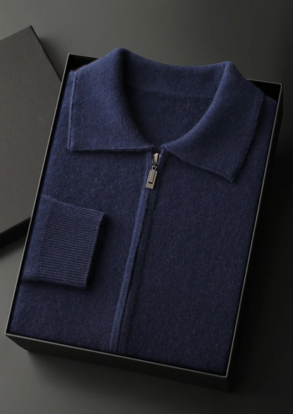 Reid Zip-Up Cardigan - Navy Blue