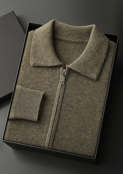 Reid Zip-Up Cardigan - Olive