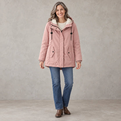 Renske Fleece Lined Hooded Parka - Dusty Pink