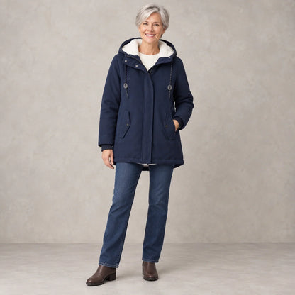 Renske Fleece Lined Hooded Parka - Navy