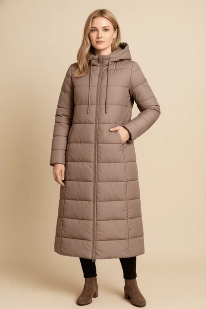 Rhea Hooded Quilted Longline Puffer Coat