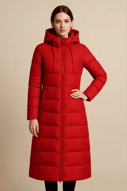 Rhea Hooded Quilted Longline Puffer Coat