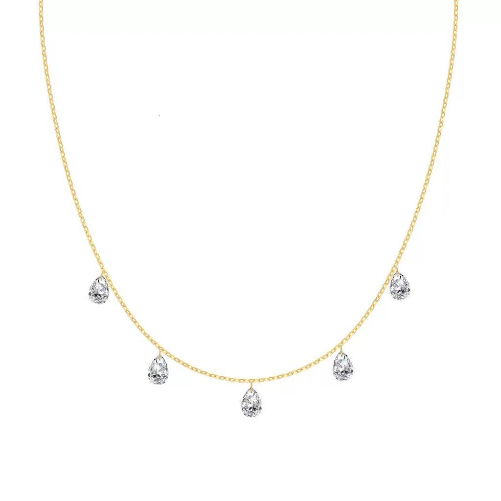 Rhiannon Crystal Drop Necklace - Gold