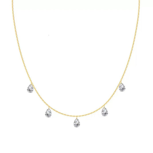 Rhiannon Crystal Drop Necklace - Gold
