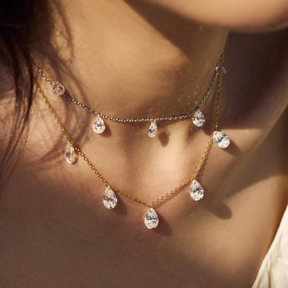 Rhiannon Crystal Drop Necklace - Gold