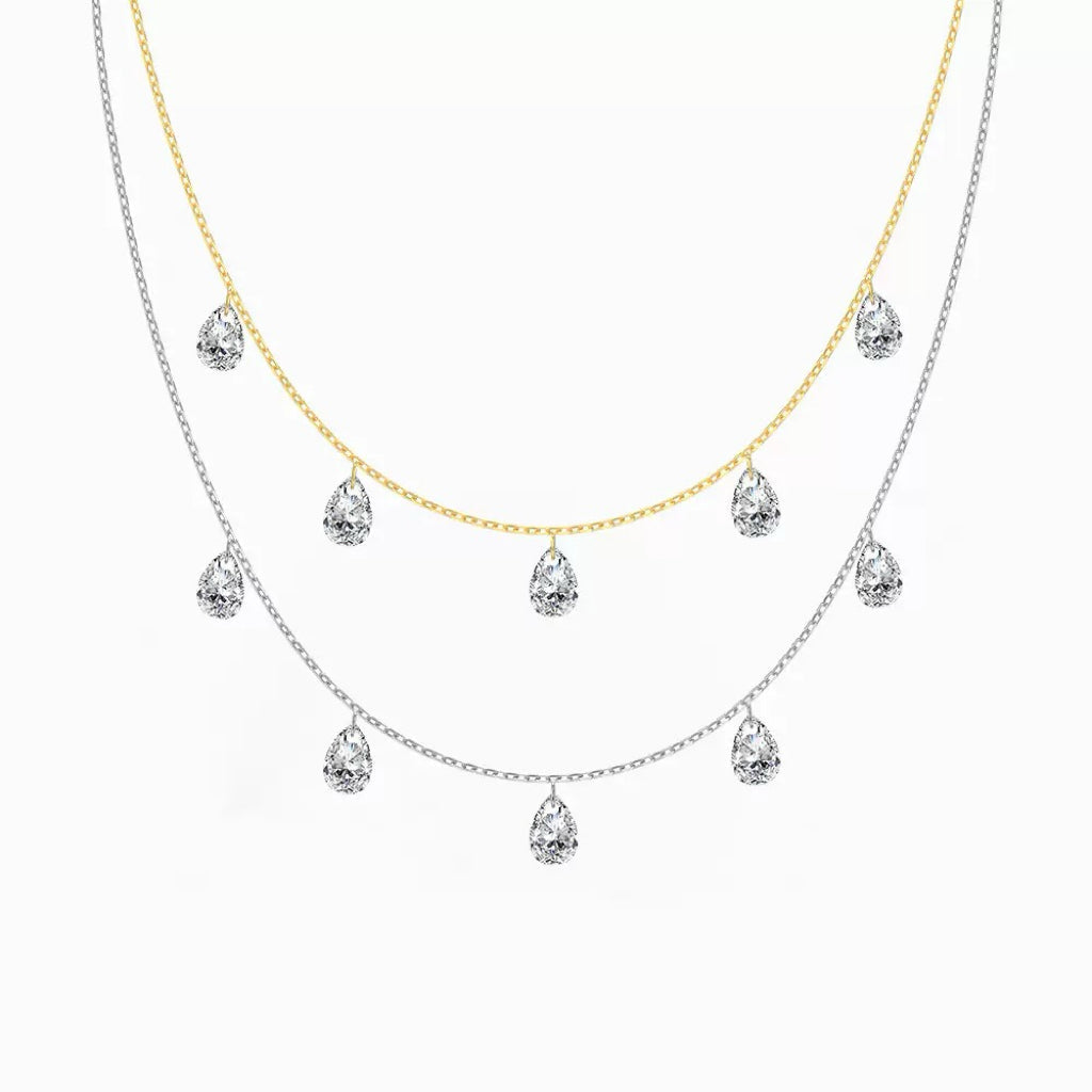 Rhiannon Crystal Drop Necklace - Silver