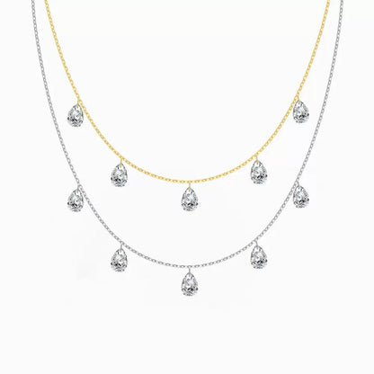 Rhiannon Crystal Drop Necklace - Silver