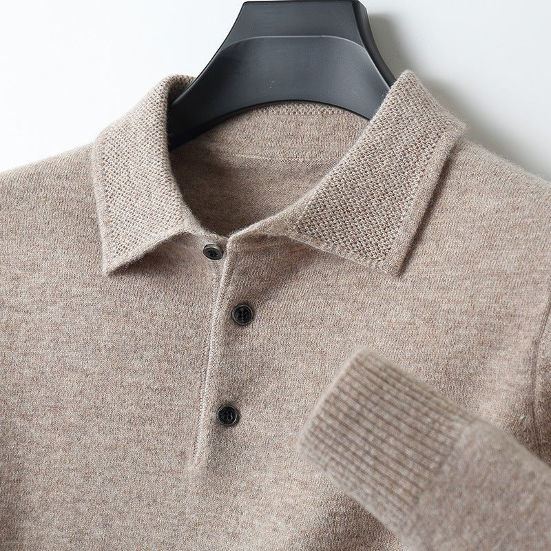 Rhys Long Sleeve Knit Polo - Khaki