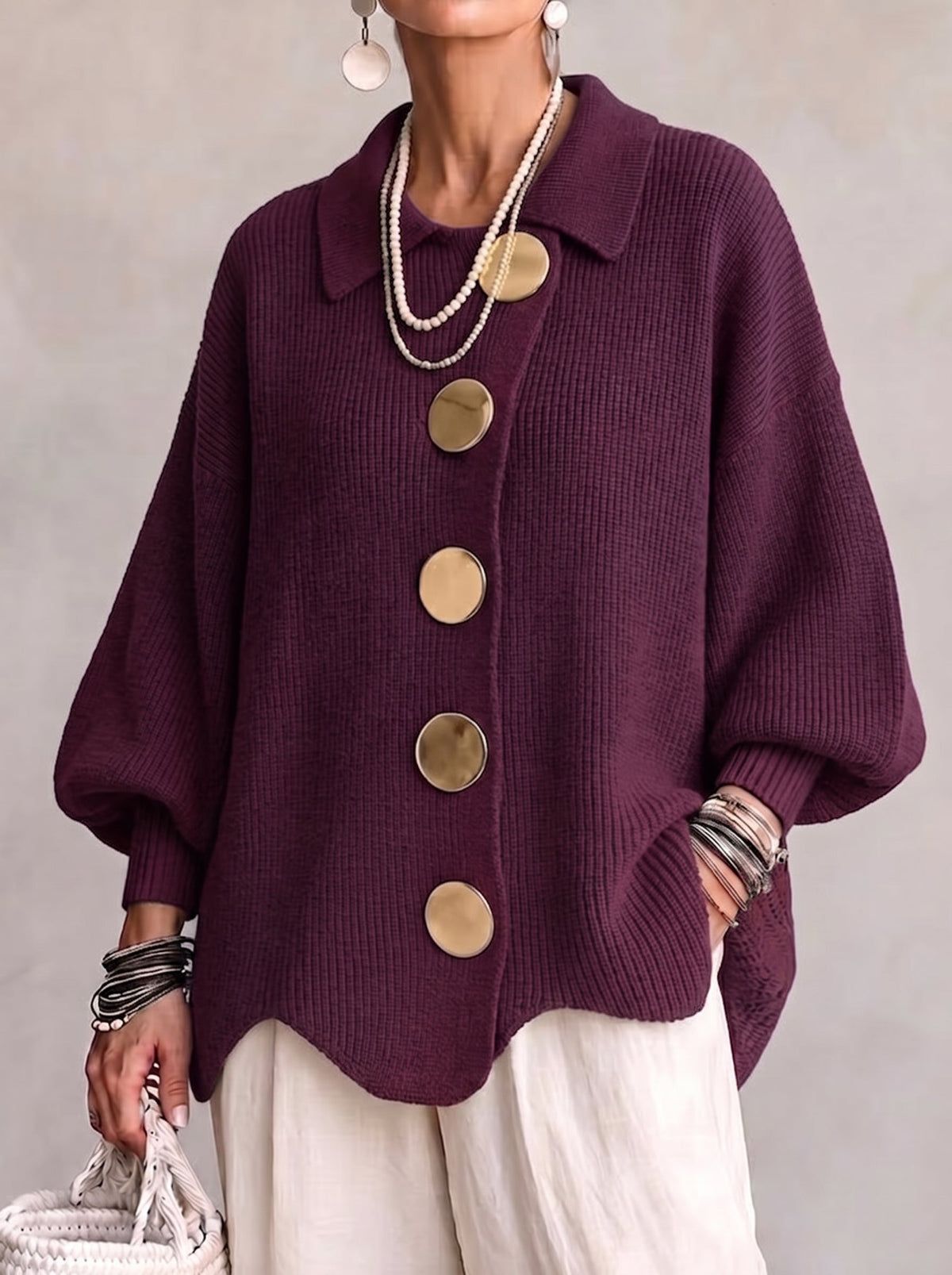 Rocio Knit Jacket - Burgundy