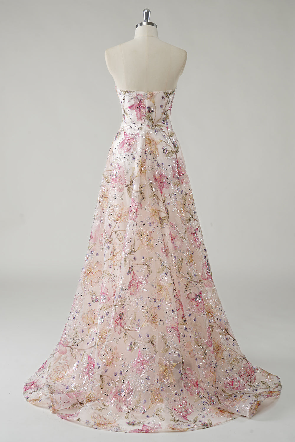 Rosanna Strapless Sequin Floral Gown - Ivory Floral
