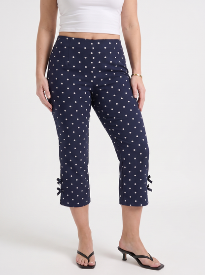 Rosario Bow Detail Capri Pants - Navy