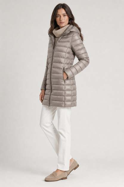 Rosie Hooded Quilted Longline Puffer Coat