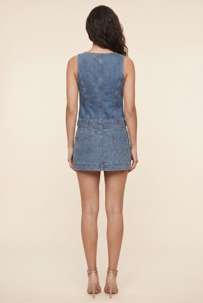 Ruxandra Lace-Up Denim Set - Medium Blue Denim