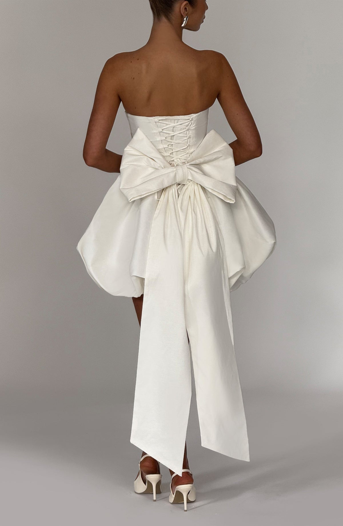 Ryla Strapless Bow Back Bubble Mini Dress - Ivory