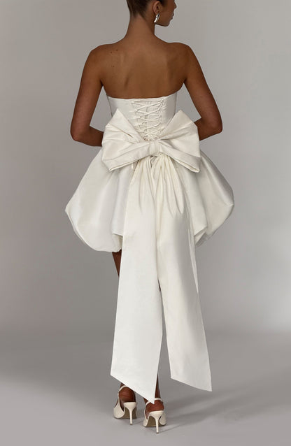 Ryla Strapless Bow Back Bubble Mini Dress - Ivory