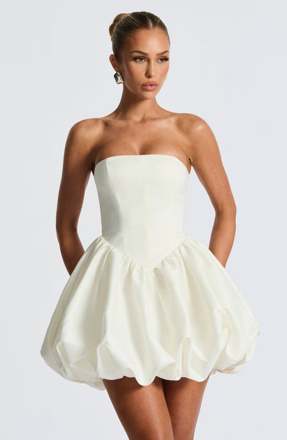 Ryla Strapless Bow Back Bubble Mini Dress - Ivory