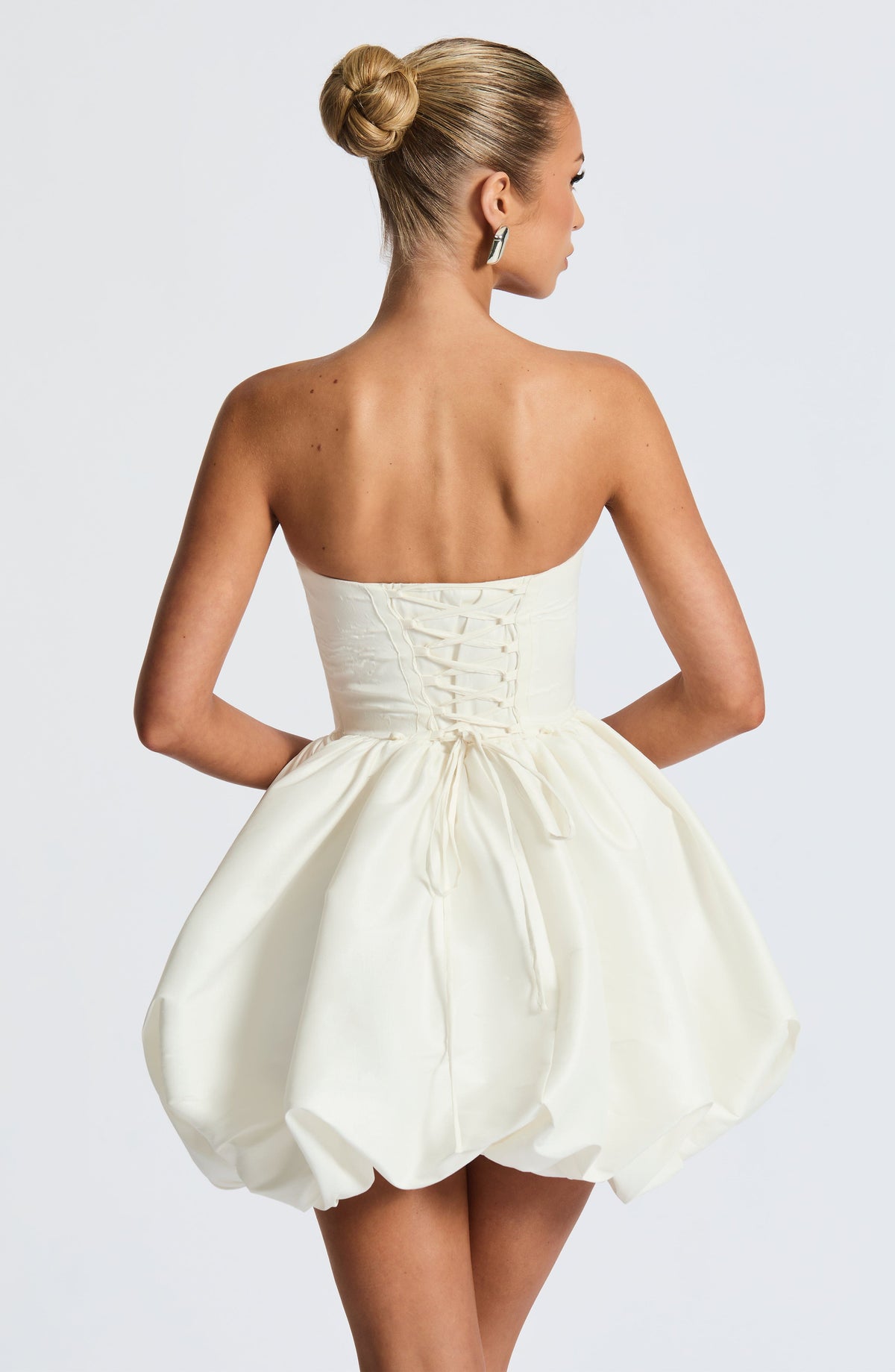 Ryla Strapless Bow Back Bubble Mini Dress - Ivory