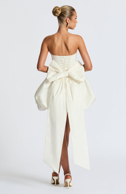 Ryla Strapless Bow Back Bubble Mini Dress - Ivory
