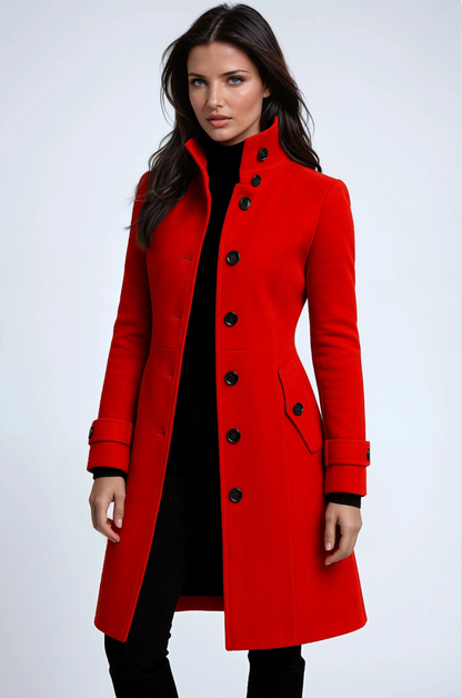 Sandy High Neck Button Long Coat