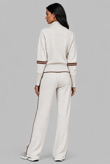 Saylor Half-Zip Striped Lounge Set - White