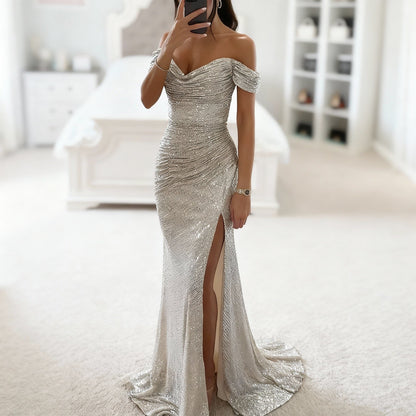 Severine Sequin Maxi Dress - Silver