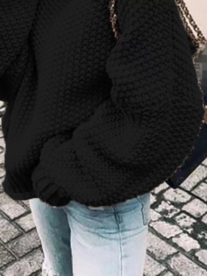 Silje Chunky Knit Turtleneck Sweater - Black