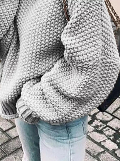 Silje Chunky Knit Turtleneck Sweater - Gray