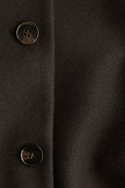 Solveig Detachable Shawl Collar Coat - Dark Brown