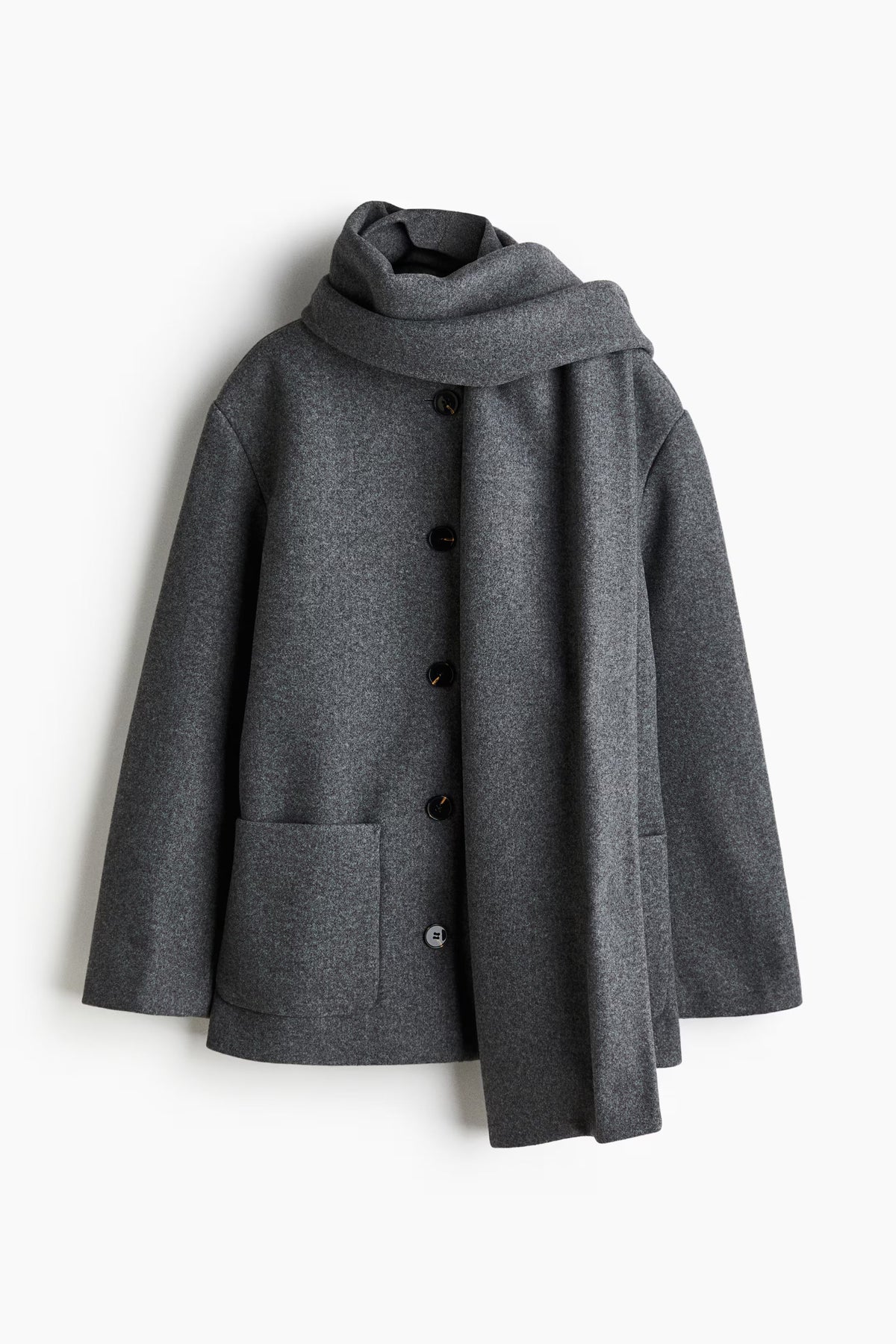 Solveig Detachable Shawl Collar Coat - Dark Gray