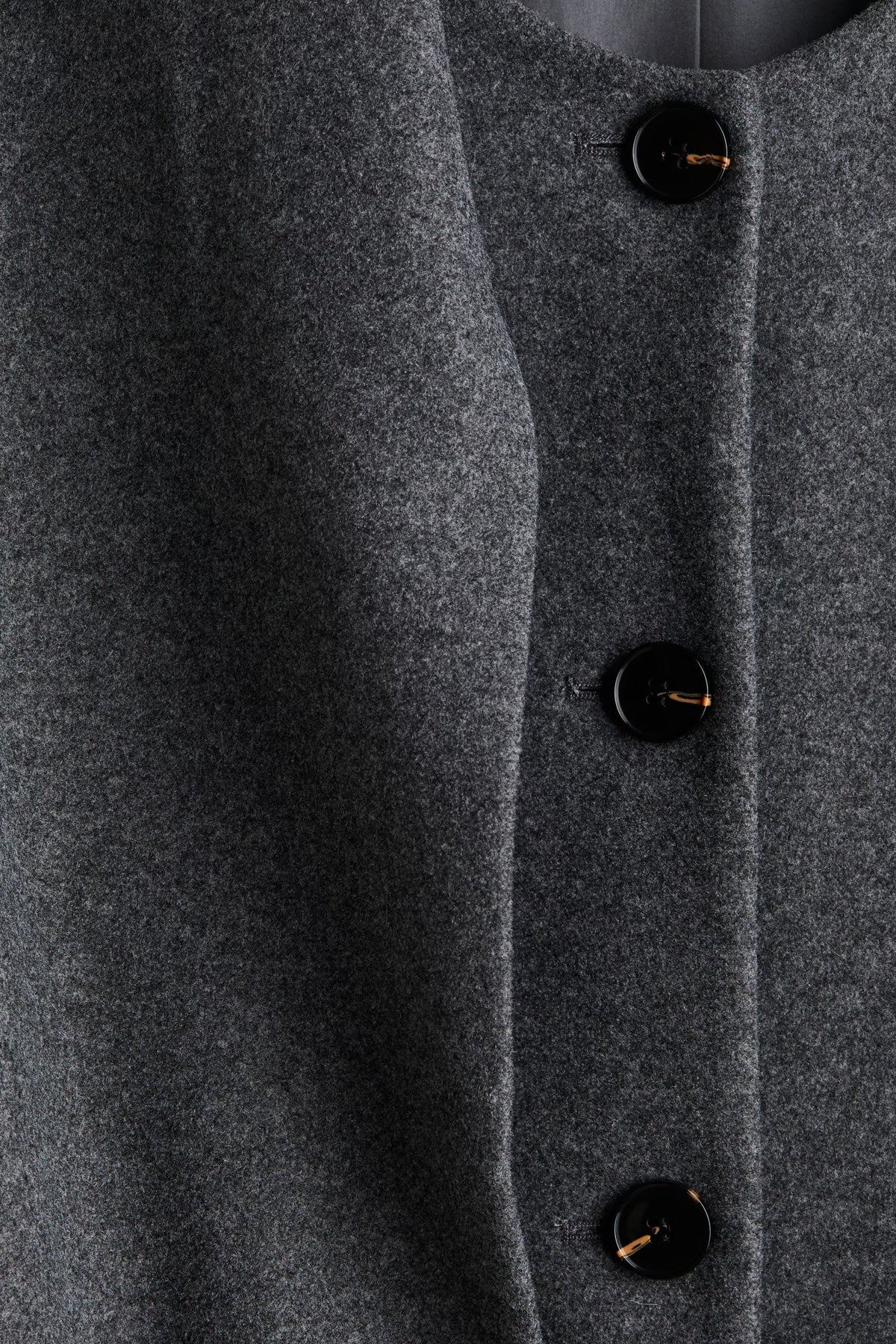 Solveig Detachable Shawl Collar Coat - Dark Gray