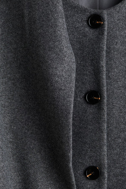 Solveig Detachable Shawl Collar Coat - Dark Gray
