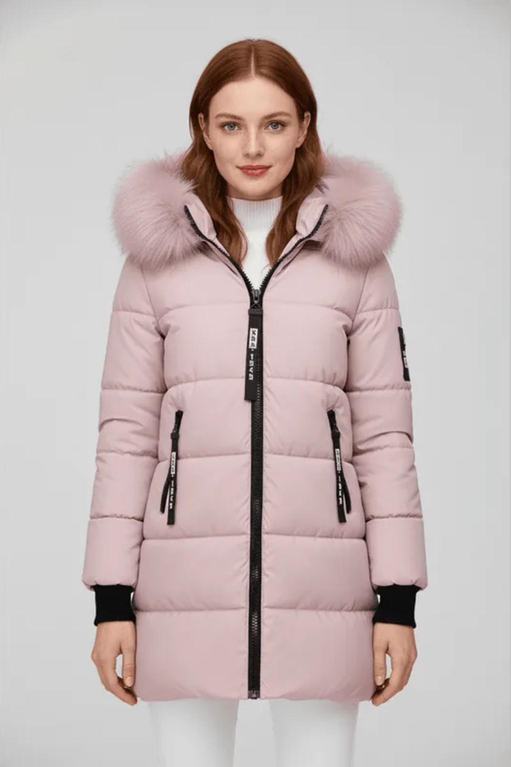 Sorelle Faux Trim Hooded Longline Puffer Coat