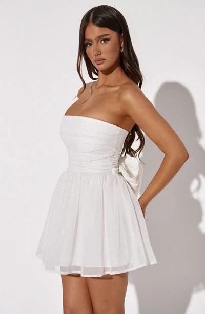 Women's Cocktail Strapless Glitter Mini Dress with Bow - product image 18