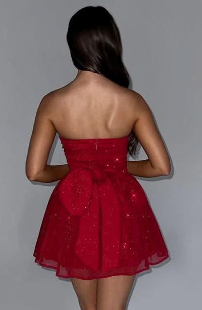 Women's Cocktail Strapless Glitter Mini Dress with Bow - product image 15