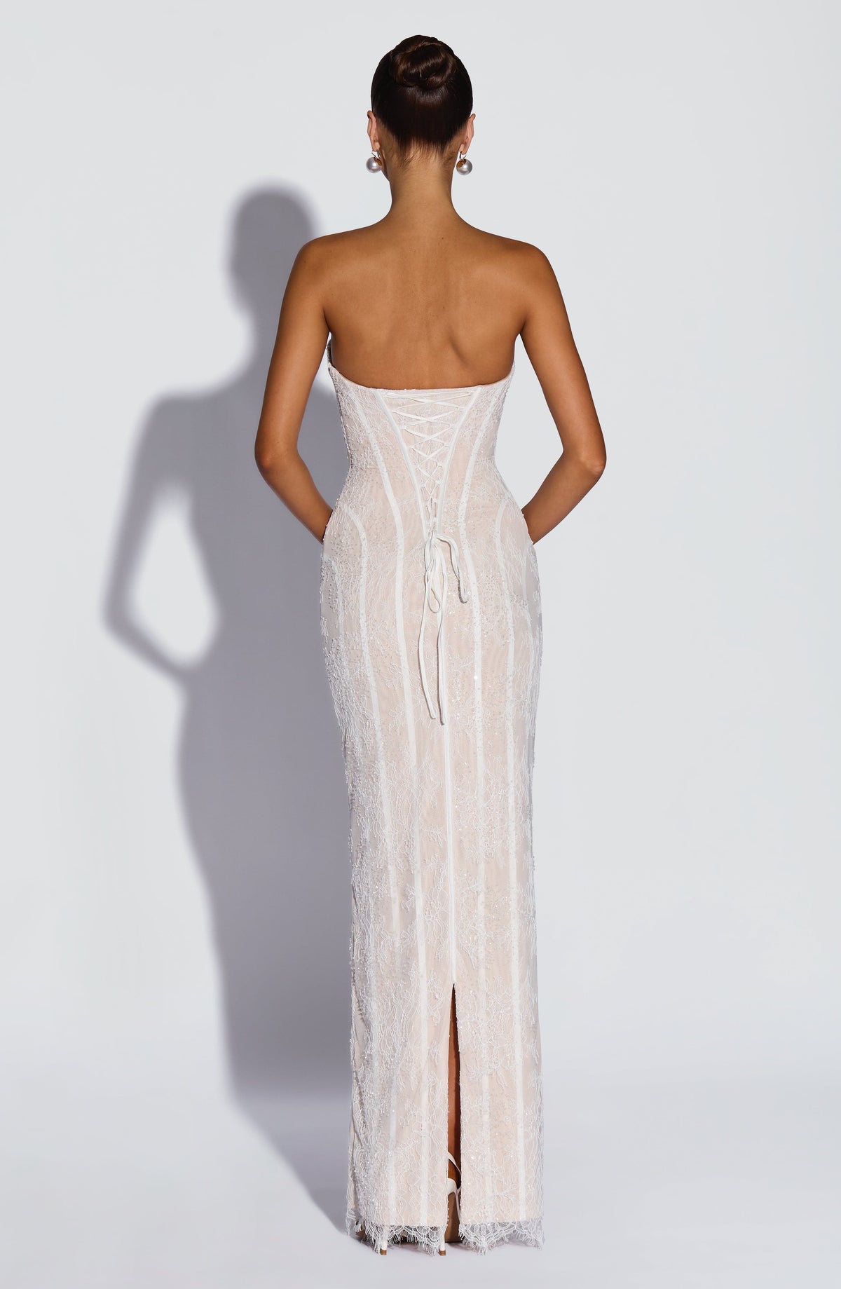 Talia Floral Satin Maxi Dress - Ivory