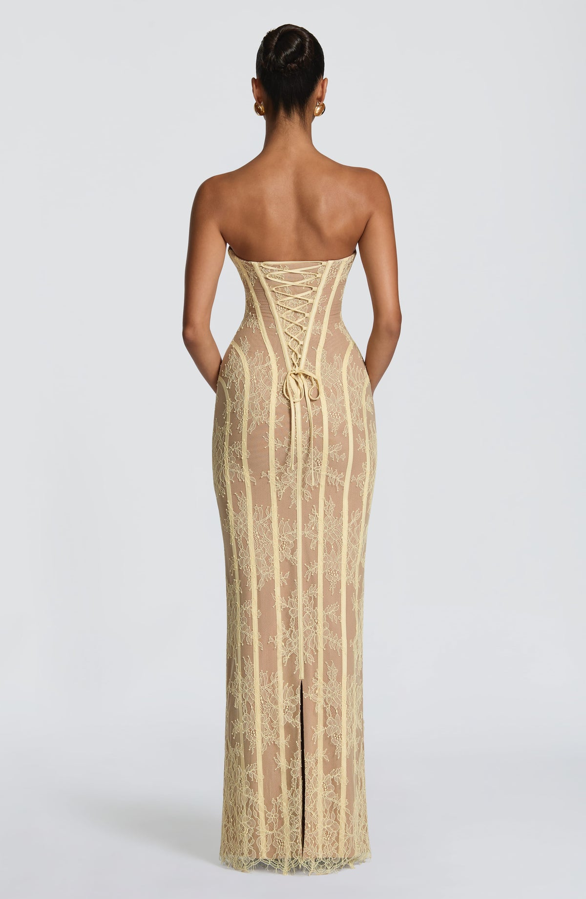 Talia Floral Satin Maxi Dress - Lemon