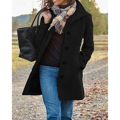 Tanja Tailored Button Front Coat - Black