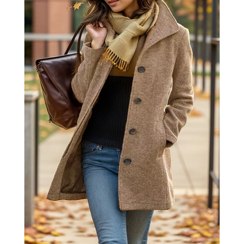 Tanja Tailored Button Front Coat - Camel