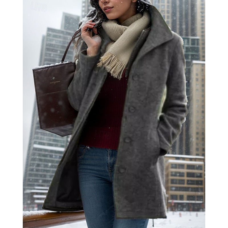 Tanja Tailored Button Front Coat - Charcoal Gray