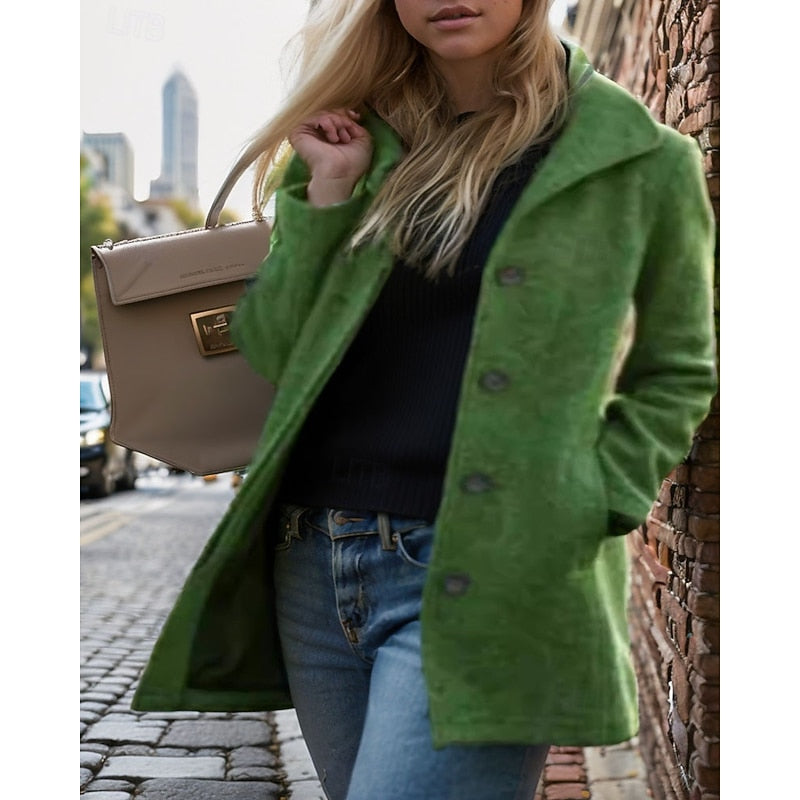 Tanja Tailored Button Front Coat - Green