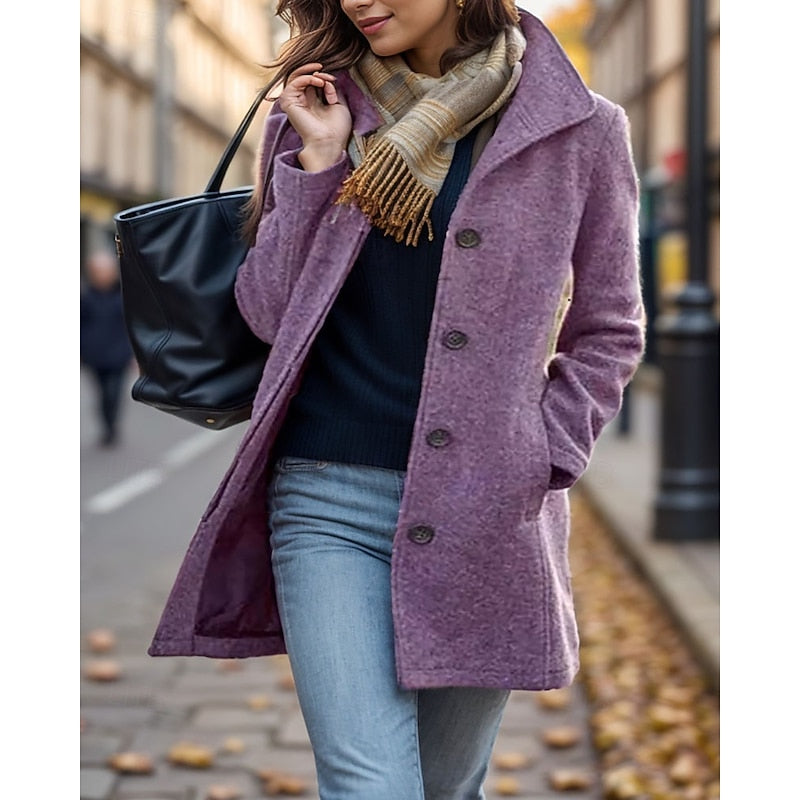 Tanja Tailored Button Front Coat - Lavender Purple