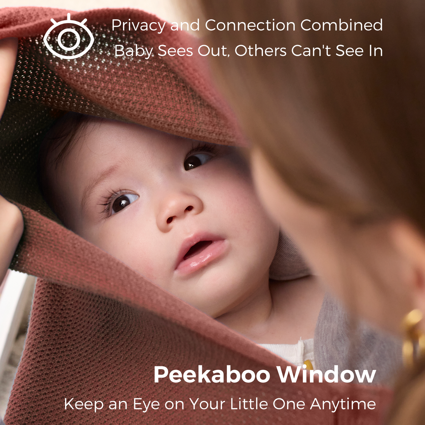 Taupe peekaboo nursing poncho showing privacy window detail