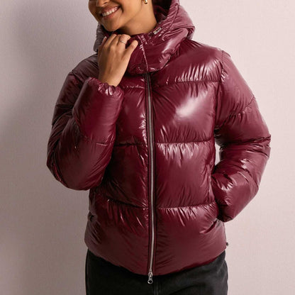 Tempest Hooded Quilted Puffer Jacket - Burgundy