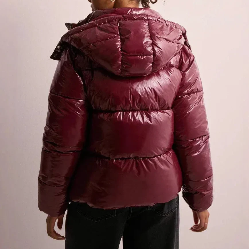 Tempest Hooded Quilted Puffer Jacket - Burgundy