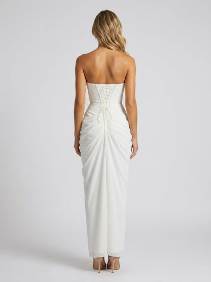 Thora Strapless Slit Maxi Dress - Ivory