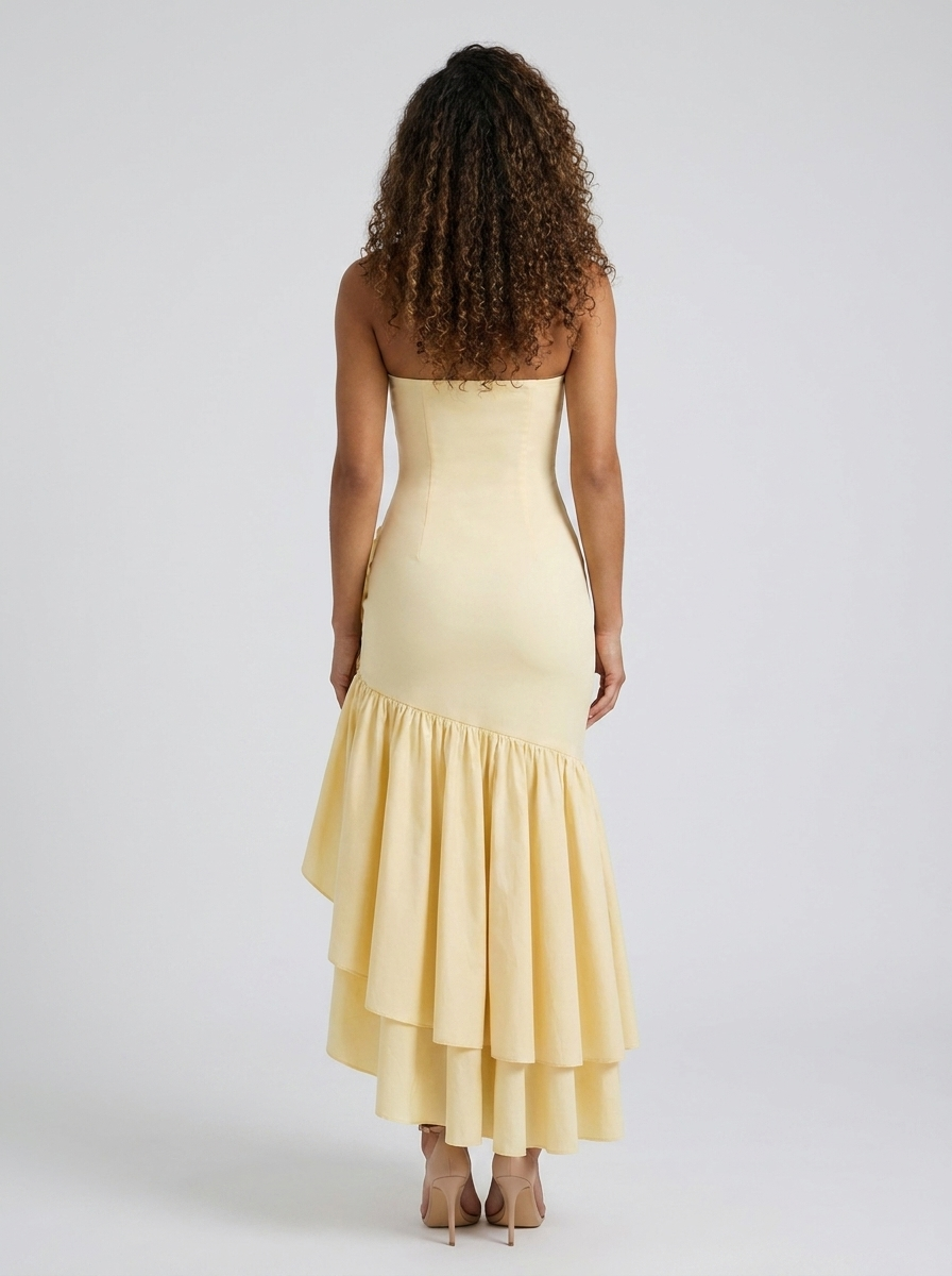 Tierney Strapless Ruffle Mermaid Maxi Dress - Butter Yellow