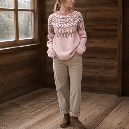 Tirzah Colorblock Yoke Sweater - Soft Pink